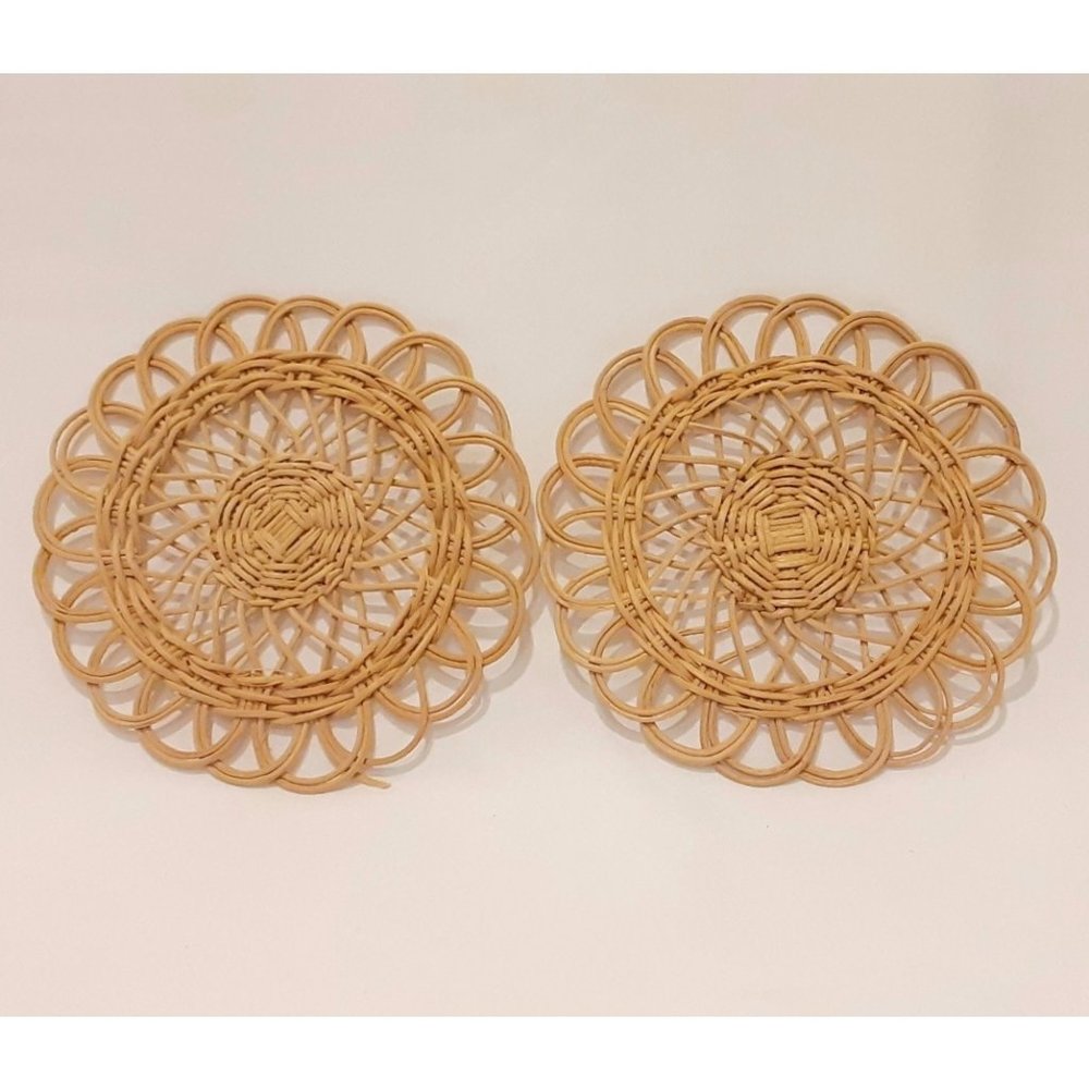 Small 6" Round Woven Wall Decor Set of 4